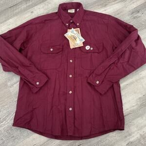 Vintage Five Brother Chamois Shirt Mens Large Heavyweight Flannel Wine USA NEW